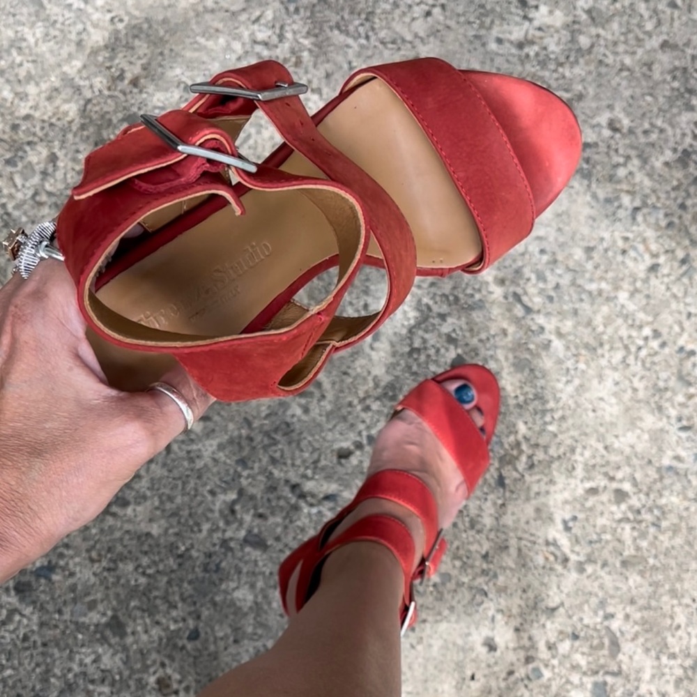 Rust Red Suede Sandals - Picture 16 of 17